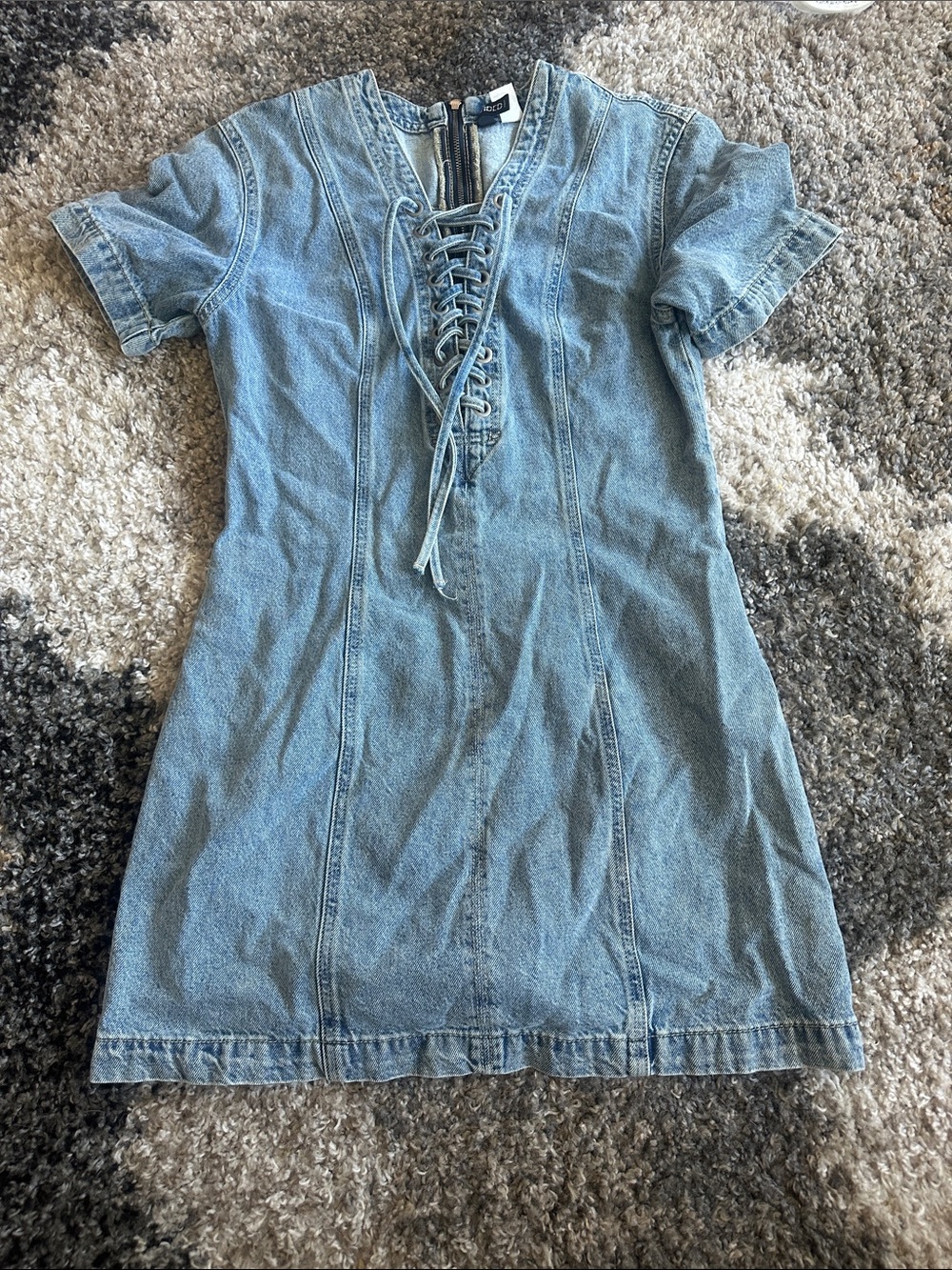 H&M Light Blue Denim Lace-Up Mini Dress